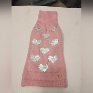 King Little Doggie Turtle Neck Pink Sweater with Sequin Hearts Size 12